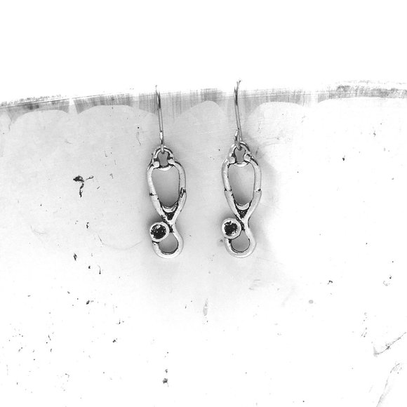 Miniature Stethoscope Medical School Nurse Doctor Graduation Gift Charm Earrings - Picture 2 of 2
